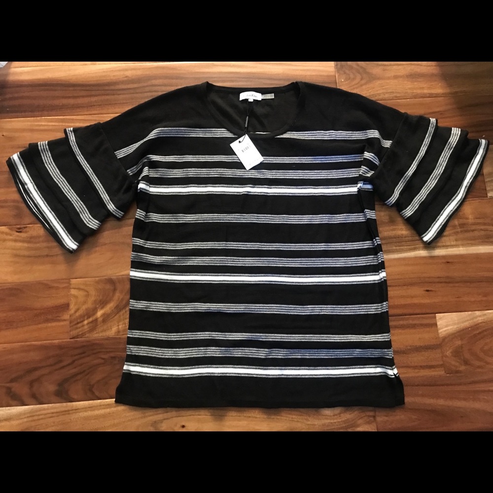 Calvin Klein striped sweater top- Sz L